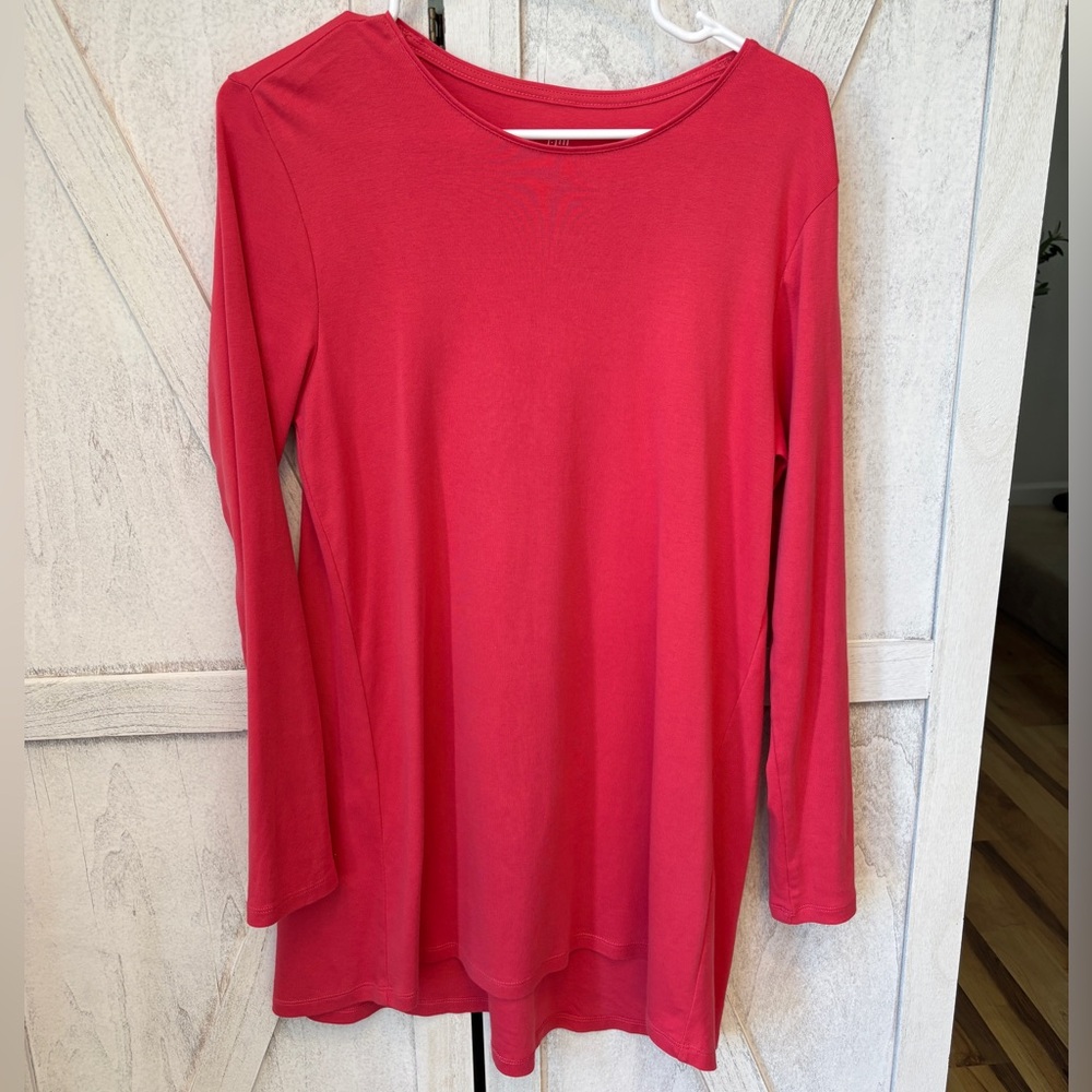 J.Jill Perfect Pima Cotton Tunic Women’s Medium Hot Pink Crew Neck